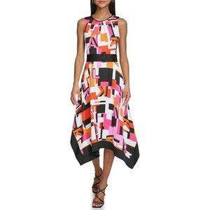 KARL LAGERFELD PARIS Womens Size 10 Asymmetrical Hem Midi Dress NEW